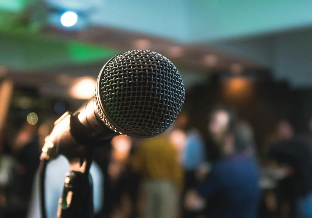 Speaker addressing an audience